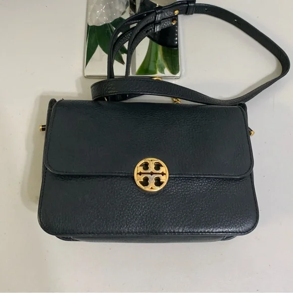 💕👜 TORY BURCH Chelsea Black Crossbody Bag - Picture 7 of 13
